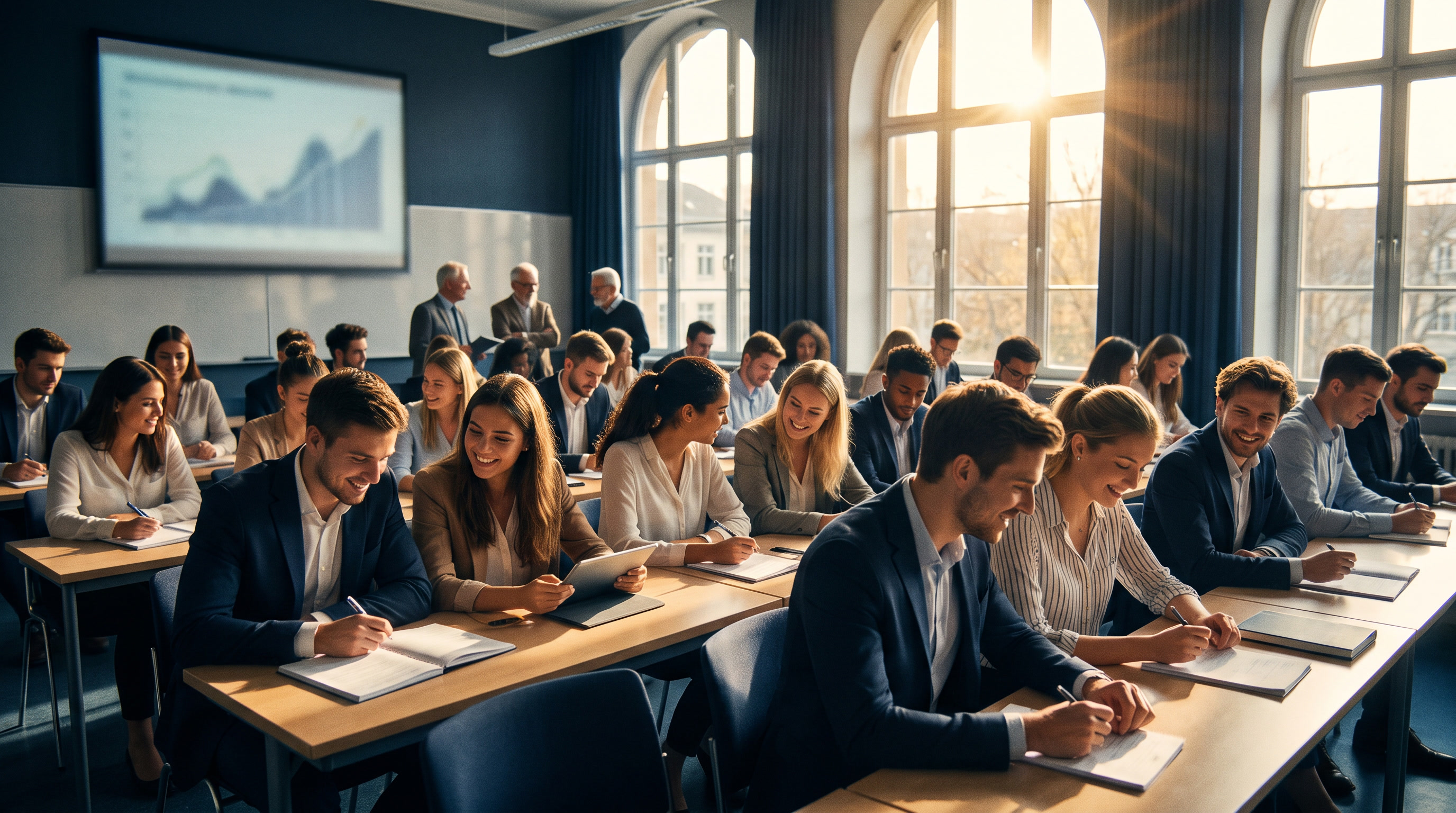Students in an entry-level classroom, representing OTHM Level 3 diplomas
